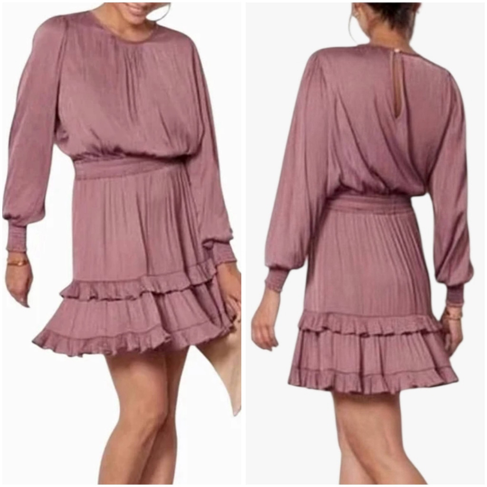 Anthropologie Large Impeccable Pig mauve dusty rose dressy cocktail mini dress